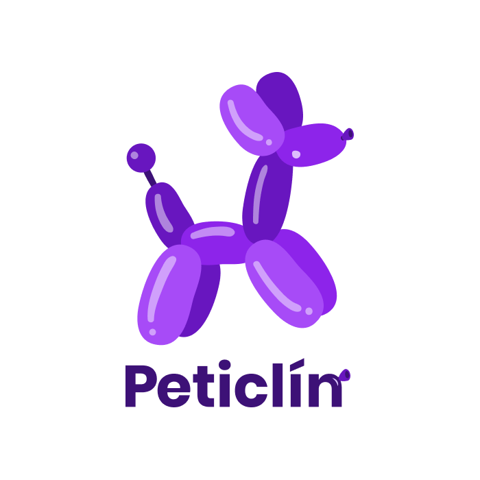 Logotipo de Peticlín, un perro de globo